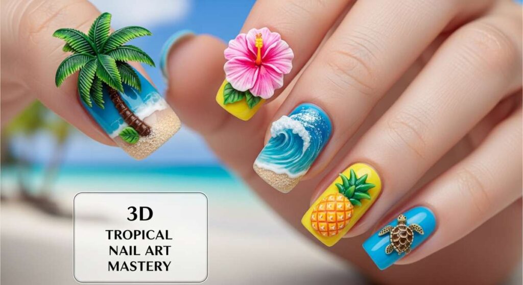 featured: escape to the tropics: mastering the art of 3d nail designs