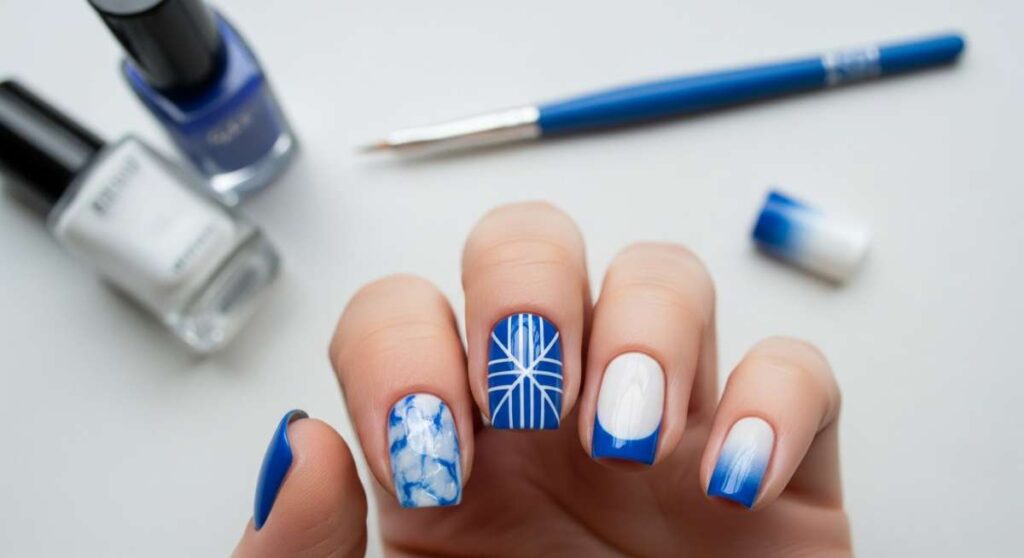 featured: from basic to brilliant: professional blue and white nail art you can do yourself