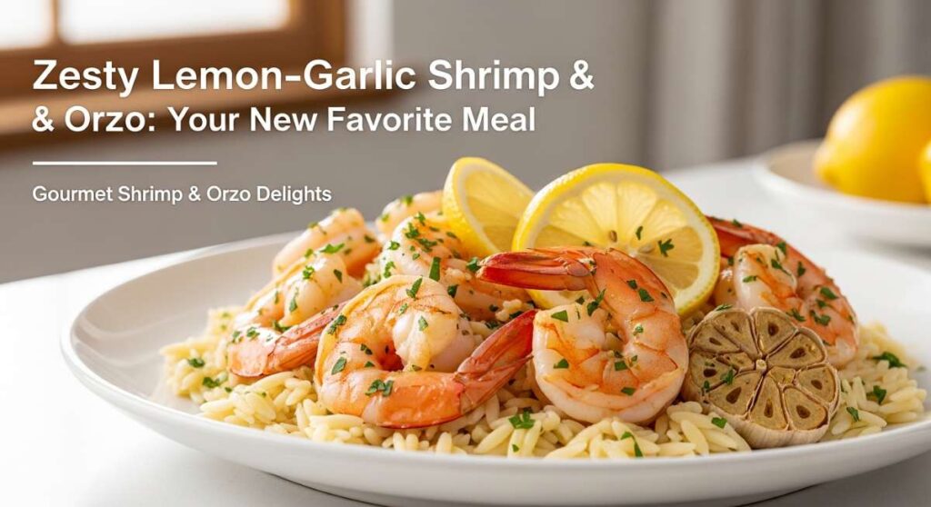 featured: zesty lemon garlic shrimp & orzo: your new favorite meal